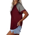 thumbnail image 6 of SNKSDGM Women's Plus Casual Easter Shirts Women's Tops Casual Women Raglan Top Shirt Color Block Loose T Shirts Short Sleeve Round Neck Blouse Casual Tee Blouse Top Tops for Women Trendy Long Sleeve, 6 of 7