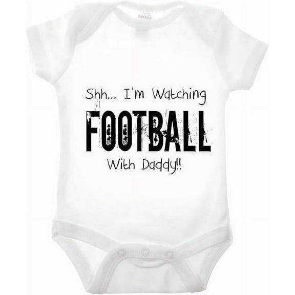 Reality Glitch Shh...I'm Watching Football With Daddy Babygrow Funny TV Sport Inspired Newborn Gift