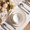thumbnail image 4 of Famiware Jupiter Dinnerware Set, Plates and Bowls Dish Sets for 4 (12 Pieces), Microwave and Dishwasher  Stoneware Speckled Tableware, Chip and Scratch Resistant, Light Green, 4 of 5