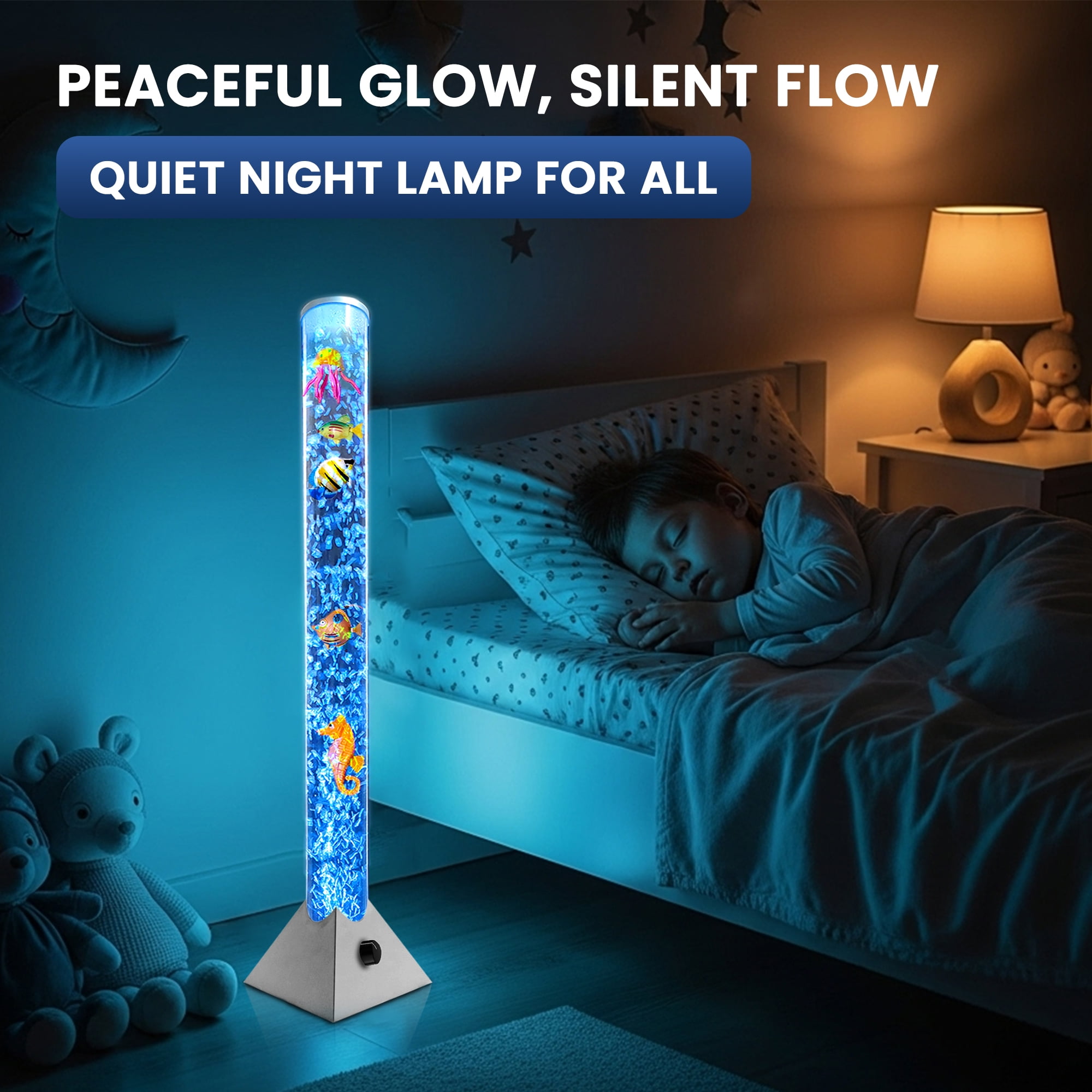 Brewish 3Ft Sensory Bubble Floor Lamp with Bubble Regulator Knob, 7 Color Changing LED Night Light, Artificial Fish Tank for Autism, Fake Aquarium Lamp, Perfect Gift