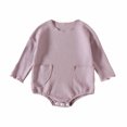 thumbnail image 1 of Body De Bebé Canastilla Onesies Para Niños Pequeños Otoño Primavera Niñas Niños Waffle Pocket Romper Manga Larga Botón Sudadera Monos Púrpura Odeerbi LM103-6899, 1 of 9