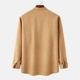 thumbnail image 4 of IROINNID On Sale Button Down Shirts for Men Autumn And Winter Stand Collar Long Sleeve Solid Color Cotton Linen Shirt Top,Brown, 4 of 9