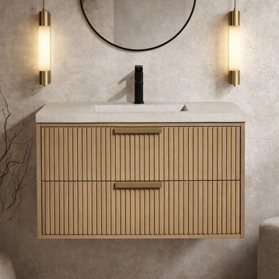 San Diego 36" Floating Bathroom Vanity Oak