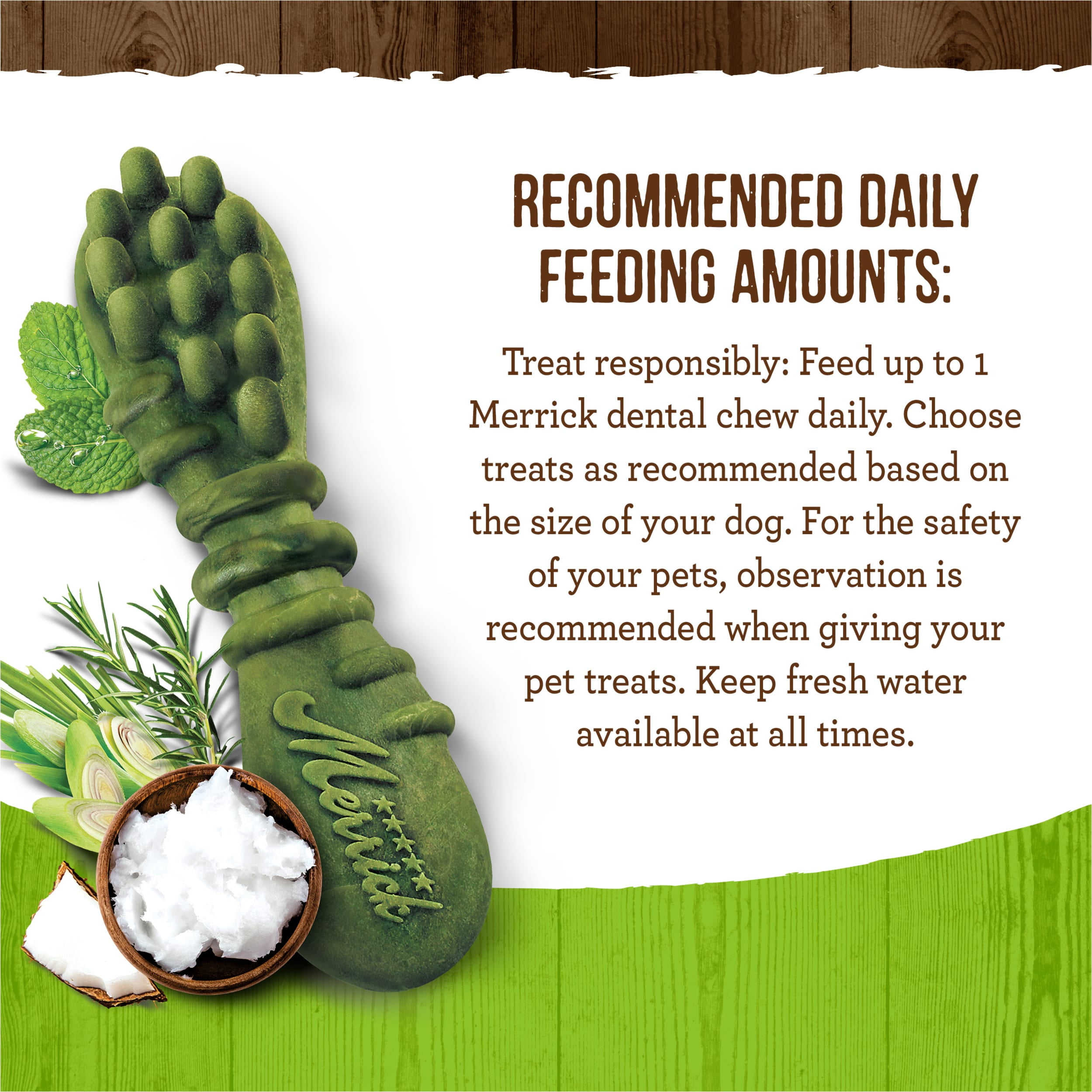 Merrick Fresh Kisses Large Dog Treats, Infused with Coconut Dental Chews, 11.5 oz Pouch (7 Count)