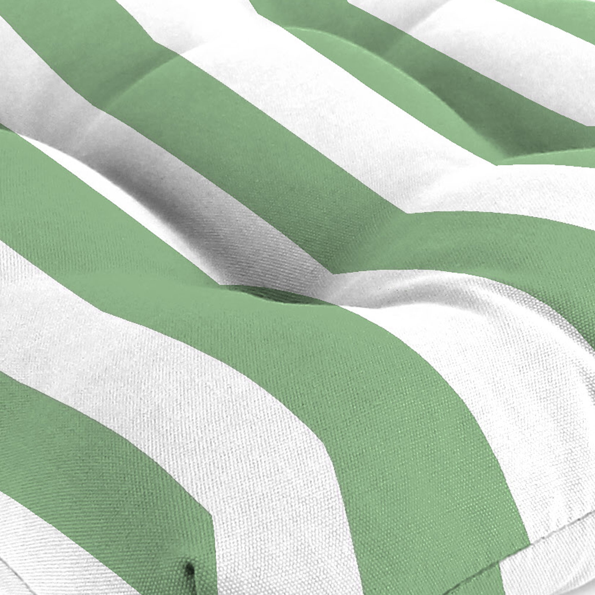 Jordan Manufacturing 19" x 19" Awning Cucumber Green Stripe Square Tufted Outdoor Wicker Seat Cushion with Rounded Back Corners (2 Pack)