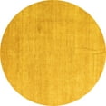 thumbnail image 1 of Ahgly Company Machine Washable Indoor Round Abstract Yellow Modern Area Rugs, 3' Round, 1 of 4