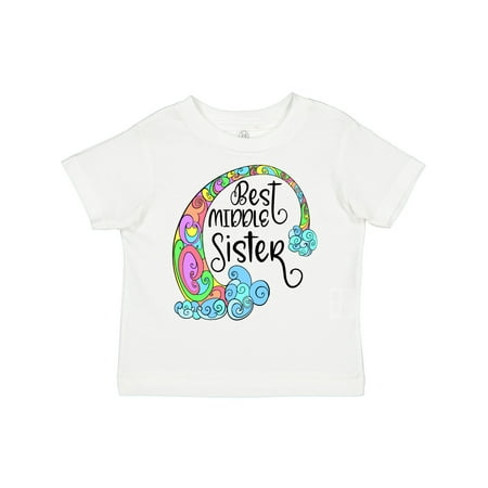 

Inktastic Best Middle Sister Colorful Rainbow Swirls Gift Toddler Toddler Girl T-Shirt
