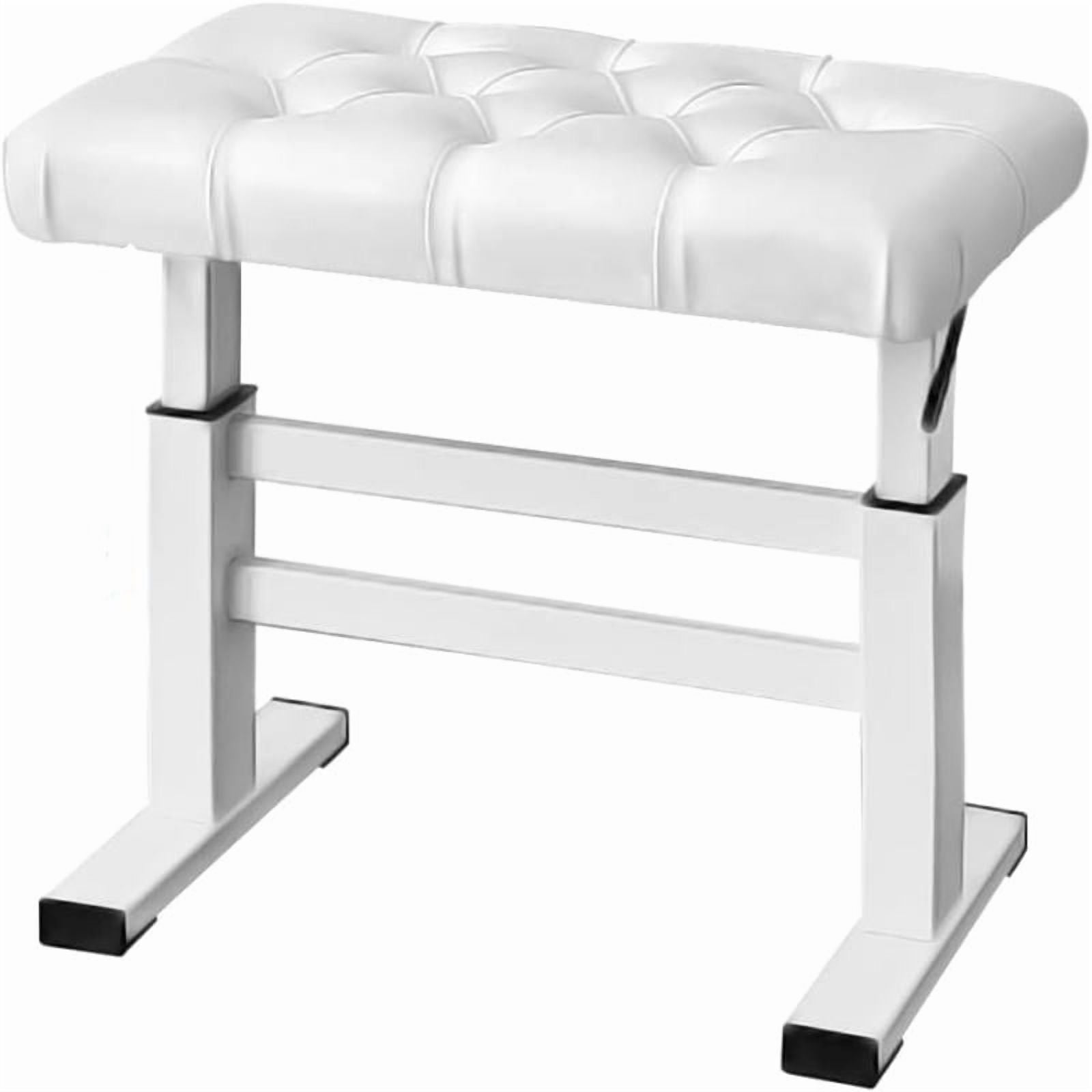golytefs Hydraulic Lifting Keyboard Bench Pu Leather Height Adjustable Piano Bench Non-slip High-density Sponge Thickened Chair Load Up To 396LBS for Home/music Room/classroom (White)