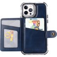 thumbnail image 2 of Compatible with iPhone 13 Pro Max Wallet Case with Card Holder PU Leather Kickstand Wrist Strap Shockproof Protective Cover for Women Man Blue, 2 of 13