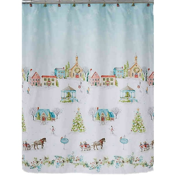 Winter Wonderland Hometown Holiday Village Christmas Shower Curtain