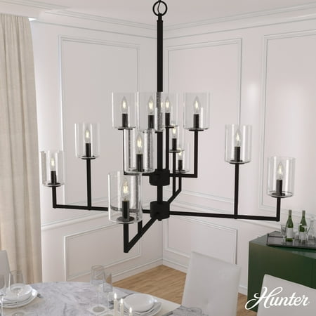 

Hunter Kerrison Natural Iron with Seeded Glass 12 Light Chandelier Ceiling Light Fixture