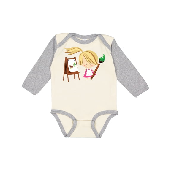 Inktastic Artist Girl With Easel Girls Long Sleeve Baby Bodysuit