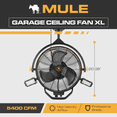 thumbnail image 2 of Mule 18" Garage Fan XL with Work Lights, Dual Height Ceiling Mounting Options, 2 of 8