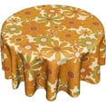 thumbnail image 2 of 70''s Retro Sunflower Tablecloth Funky Floral Round Tablecloth 60 Inch Waterproof Tablecloth for Party Picnic Tabletop Dining Room Indoor and Outdoor Dining Decorative Patio, 2 of 6