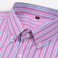 thumbnail image 5 of Mens Casual Striped Dress Shirts Stylish Long Sleeve Slim Fit Button Down Classic Shirt, Pink, Size XXXL, 5 of 7