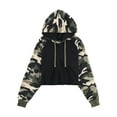 thumbnail image 2 of Ma Croix Womens Crop Top Hoodie Long Sleeve Casual Fleece Hooded Sweatshirt, 2 of 7