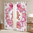 thumbnail image 2 of Feelyou Vintage Pink Bowknot Curtains Pack of 2 (42x84 Each) for Girls, Romantic Christmas Rose Curtains Blackout, Winter Stars Snowflake Bedroom Curtains, Curtains and Drapes Home Decor, 2 of 6