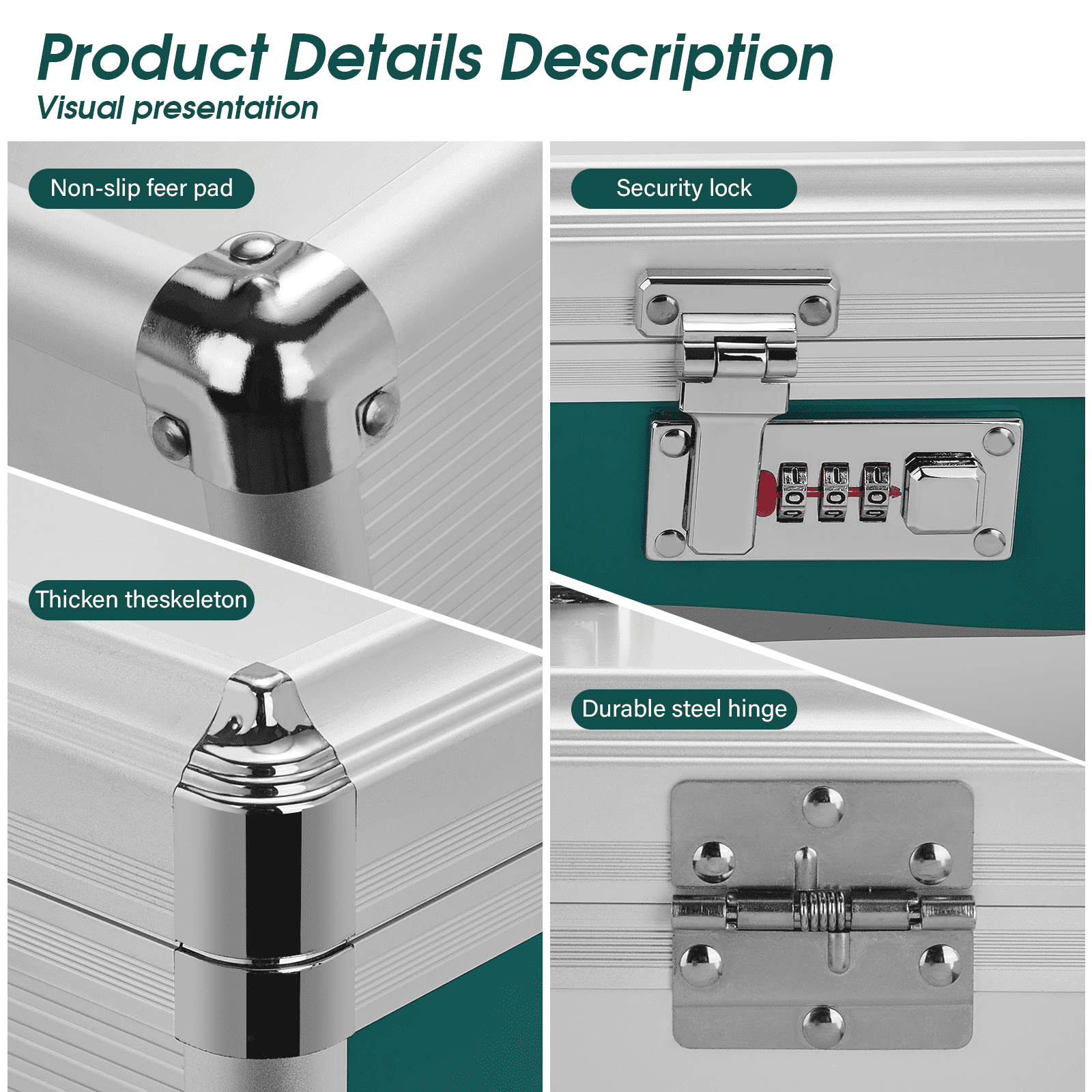 Glosen Aluminium Alloy 10in Medicine Storage Lock Box with Combination Lock S