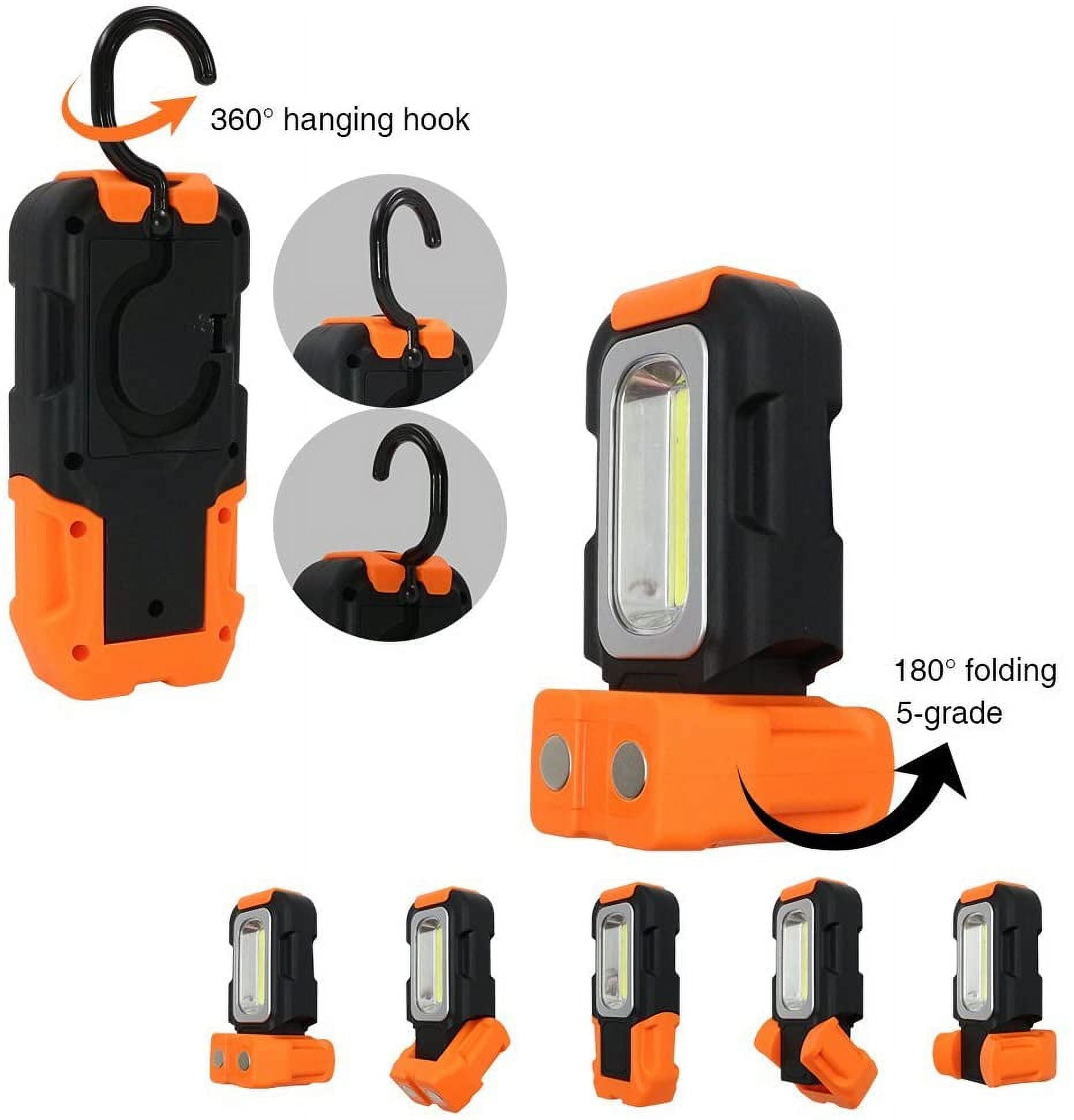 Portable LED Work Light with Magnetic Flashlight, Battery Operated, COB Pocket Work Lights, 5000K Daylight