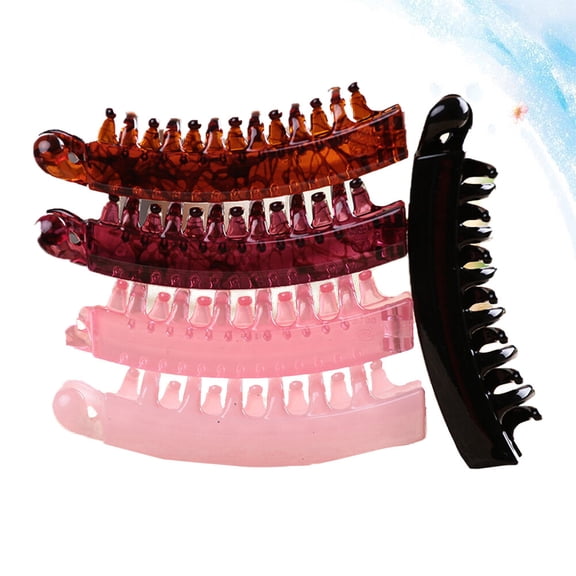 COMPUKAS 5Pcs Banana Hair Clips Plastic French Ponytail Holder for Women Girls Styling 4.1 x 1.7 x 0.8 Inch