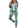 thumbnail image 2 of Puntoco Conjuntos De Traje De Negocios Elegantes Informales con Pantalones De Traje Estampados De Manga Larga para Mujer Puntoco Puntoco-990, 2 of 6