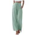 thumbnail image 2 of Palazzo Pants For Women 2025 Lightweight Elastic High Waist Flowy Wide Leg Pants with Pockets Casual Trousers, 2 of 6