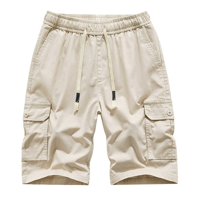 Cinvoph Men's Summer Cargo Shorts Drawstring Wide Leg High Waist Shorts Causual Loose Pleated Workout with Pockets
