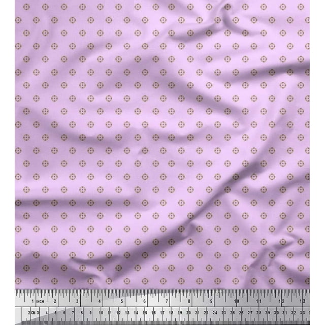 Soimoi Modal Satin Fabric Dot & Heart Shirting Decor Fabric Printed Yard 42 Inch Wide