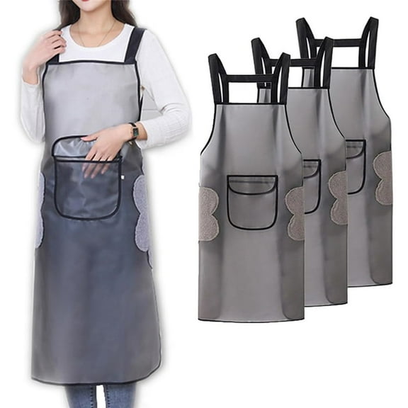 3 Pack Water-Oil-Proof Grilling Aprons Apron, Chef Aprons for Men Women, Work Apron with Adjustable Bib for Dishwashing,Black,43.3" L