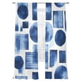 Abstract Color Block Sheer Curtains 108 Inches Long 2 Panels Blue White ...
