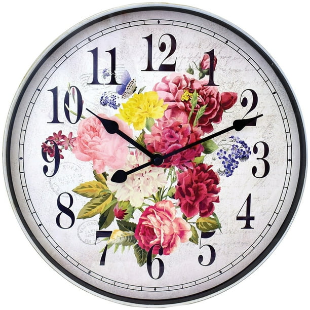 Westclox 12" Round Flower Wall Clock, 12 In. Diam. X 1.5H