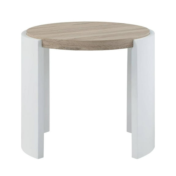 ACME Zoma End Table in White High Gloss & Oak