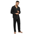 thumbnail image 4 of Zshosam Mens Pajamas Set Classic Long Sleeved and Long Pants Sleepwear Loungewear(Black,XL), 4 of 5