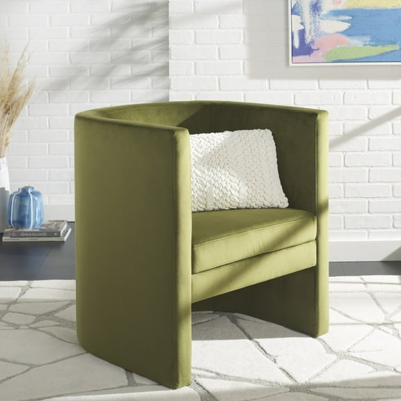 SAFAVIEH Eydis Modern Style Accent Chair, Olive Green Velvet