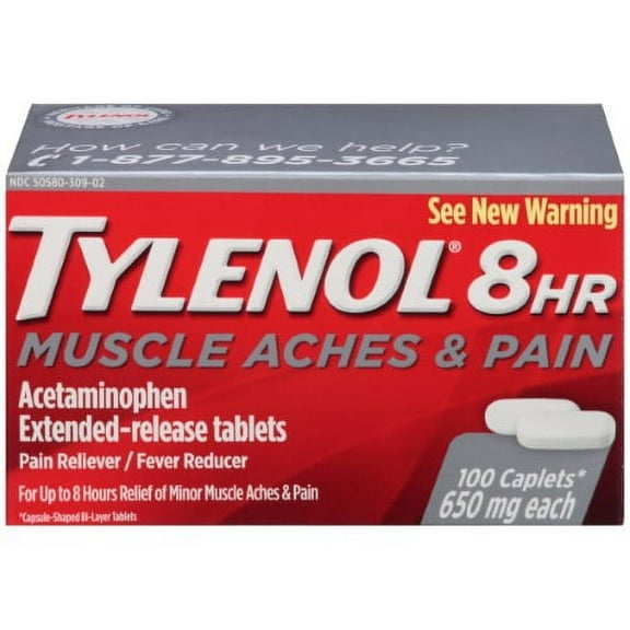 Tylenol 8Hr Muscle Aches & Pain Reliever Extended-Release, 100ct, 10-Pack