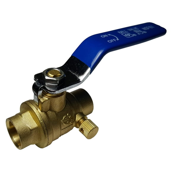 1 Pce XFITTING Valve de Sueur 3/4 Pouces avec Drain, Laiton, 600 WOG (Eau, Huile et Gaz)