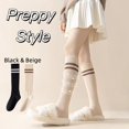 thumbnail image 3 of JIANFANG Striped Knee High Socks for Women Teen Girls Preppy Style Cotton Long Tube Sock Stripes, 3 of 7