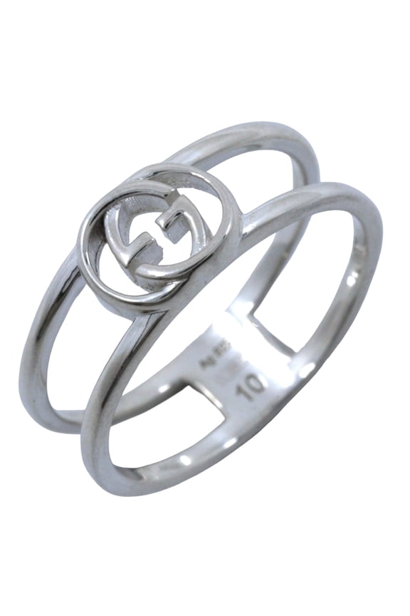Pre-Owned Gucci Interlocking GG Ring, Size 9.5, Sterling Silver 925, Approx. 1.4g, Women's.