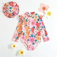 thumbnail image 2 of Xmarks Girls Long Sleeve Rash Guard One Piece Zipper Swimsuits Kids Floral Print Bathing Suit UPF 50+ Swim Shirts for Surfing 0-3Y, 2 of 7