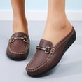 thumbnail image 3 of Rokment Mules Dressy Slippers for Women Ladies Trendy Casual Buckles Leather Closed Toe Sandals Comfortable Walking Slip on Backless Loafers Summer Fall Coffee Size 9.5, 3 of 6