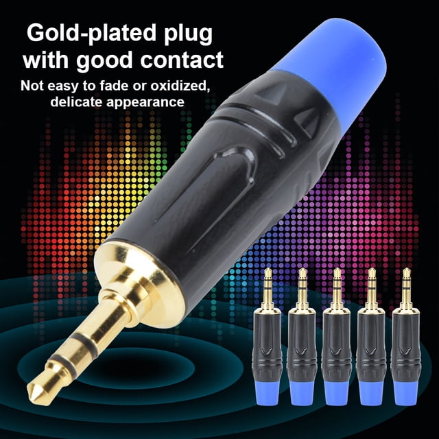 Conjunto de Cable de Audio de 5 piezas, Enchufe de audio, 6.35 Single Sound Masculino Para Cable de Audio de Bricolaje de 6 mm/0.2 Pulgadas de Diámetro