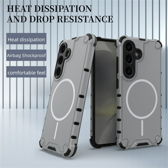 Allytechgroup Magnetic Case for Samsung Galaxy S23, Hard PC Soft TPU Rugged Heavy Duty Durable Cover Case Support Wireless Charging Shockproof Protective Back Cover for Women Men, Lightgray