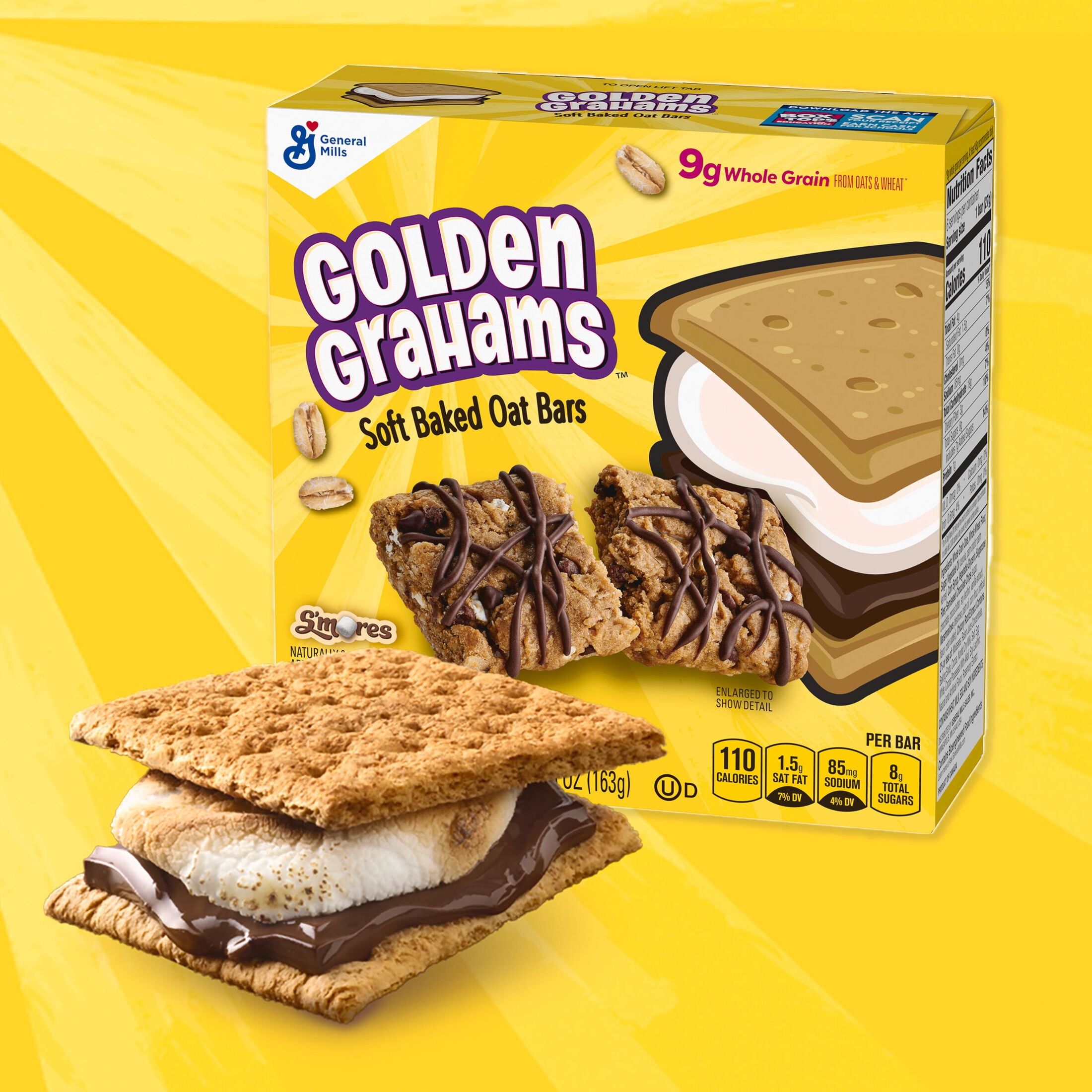 Golden Grahams S'mores Soft Baked Oat Bars, Snack Bars, 6 Ct, 5.76 oz