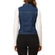 thumbnail image 3 of Chaleco sin mangas de mezclilla lavado para mujer INSPIRE CHIC con botones y bolsillos color azul marino XS, 3 of 6