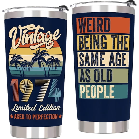 50th Birthday Gifts for Him Her Vintage 1974 Birthday Tumbler - 1974 Birthday Gifts for Men Women, Best 50th Mens Birthday Gift Ideas for Dad, Turning 50 Cool Gifts for 50 Year Old Man