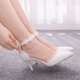 thumbnail image 4 of 1 par de zapatos de boda sexy zapatos puntiagudos de punta de encaje sandalias de tacón alto (blanco), 4 of 5