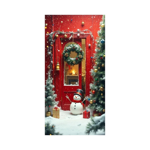 Decoraciones de Navidad Cubierta de Puerta de Navidad de 35 X 72 Pulgadas Cortina de Puerta de Navidad Decoración de Puerta Y Pared Del Día de Navidad Decoración de Fiesta de Vacaciones Decoraciones D