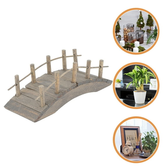 OFFIGAM Miniature House Accessory Wooden Arch Bridge Dark Grey 1Pack 5.9x1.97x1.97in