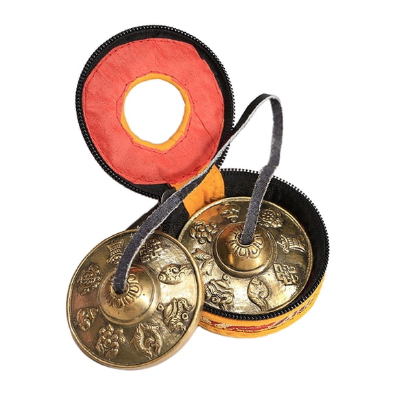 Platillos tibetanos Tingsha, instrumento de percusión, juguete hecho a mano, tamaño pequeño, símbolos budistas Tingsha, campanillas de meditación , Estilo B