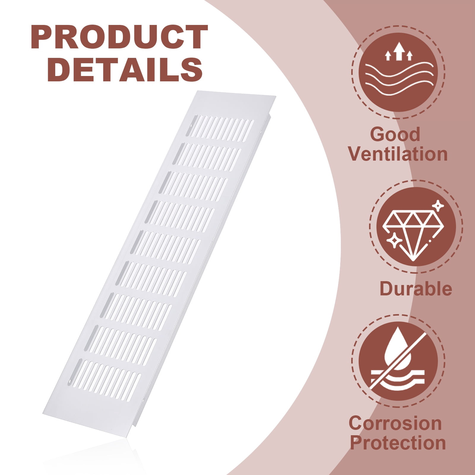 Uxcell 16 x 4" Rectangle Ventilation Grille 3Pcs Aluminum Air Vent Cover Silver